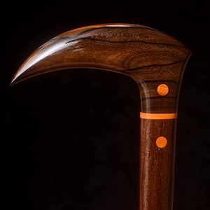 Handmade Walking Cane in Ziricote and Ebony Wood