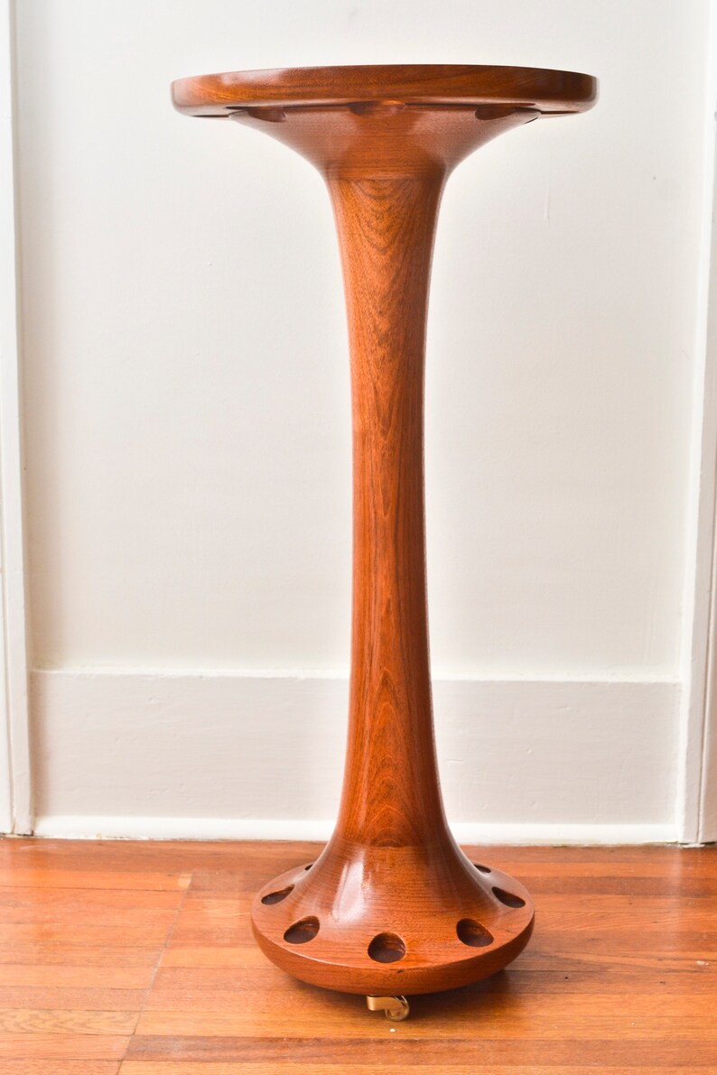 Artistic Round Cane Stand Handmade Jatoba Wood Furniture for Etsy