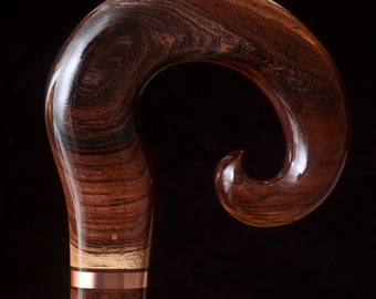 Handmade Walking Cane in Lanceolaria Rosewood and Ebony - Walking Stick, Gift Idea, Wood Art