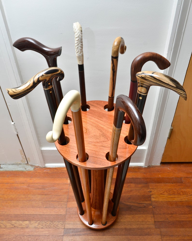 Artistic Round Cane Stand Handmade Jatoba Wood Furniture for Etsy