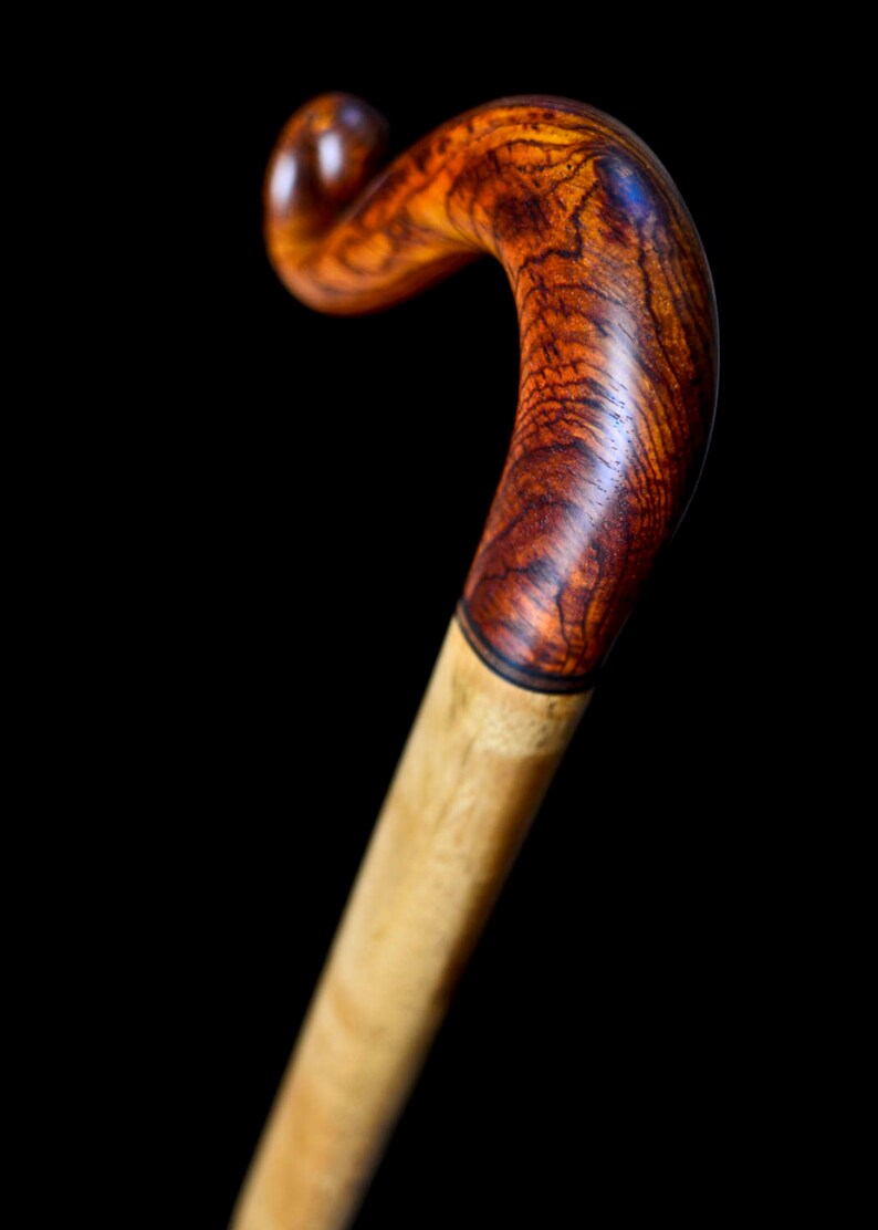 Coco Curl walking cane Cocobolo Goncalo Alves Ebony | Etsy