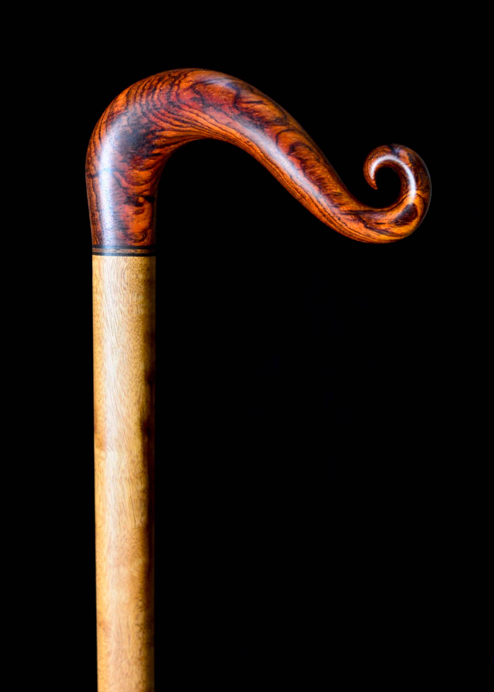 Coco Curl walking cane Cocobolo Goncalo Alves Ebony | Etsy