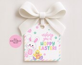 Editable Easter Favor Tags, Hoppy Easter Bunny Gift Tag, Easter Treat Tags, Spring Easter Classroom Party Favor Tag, Easter Cookie Bag Tag