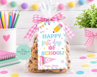 Digitaler Download: Anhänger für den ersten Schultag, druckbare Klassen-Mitgebsel, personalisiertes Geschenk für Schüler und Lehrer