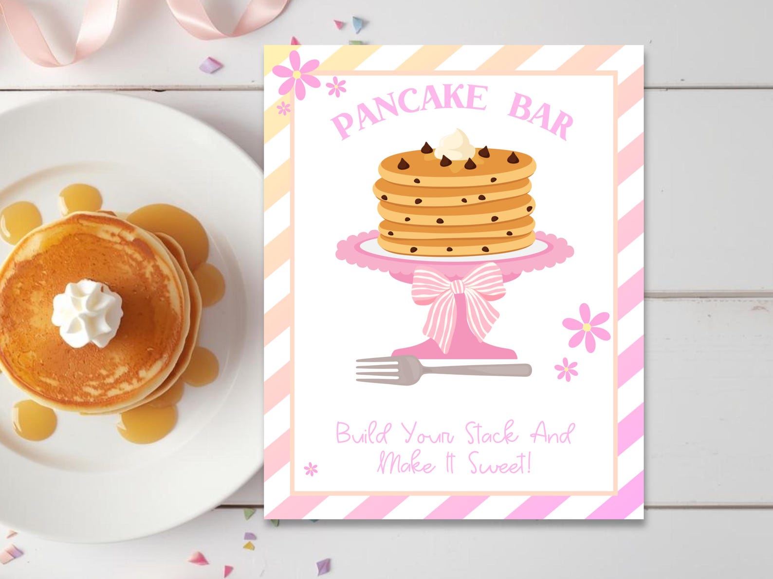 Pancake Bar Sign Printable, Birthday Breakfast Food Sign, Pancakes ...