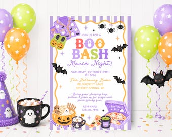 Einladung zum Halloween-Filmabend, Einladung zur Grusel-Übernachtungsparty, Kindergeburtstag, Digitaler Download