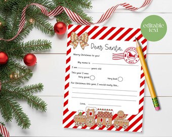 Brief an Santa druckbar, Weihnachtswunschbriefvorlage, Kinderbrief an Santa, bearbeitbar Lieber Santa Nordpolbrief, einfach zu drucken