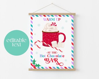 Hot Chocolate Bar Sign, Christmas Party Decor (Digital Download)