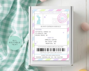 Printable Easter Bunny Shipping Label, Easter Post Delivery, Easter Gift Mail Label, From The Easter Bunny Gift Tag, Special Delivery Tag