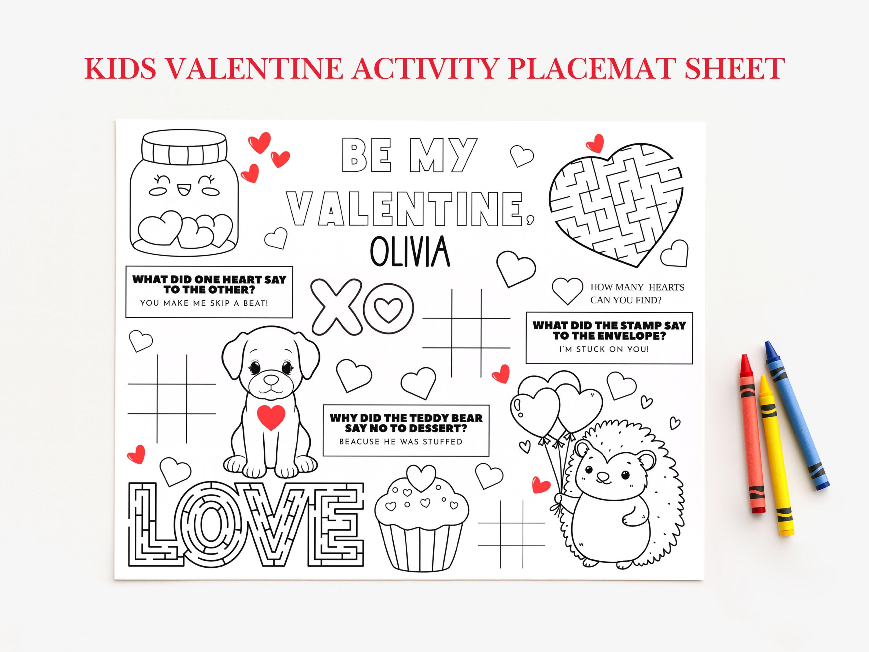 Valentine's Day Kids Activity Sheet, Printable Valentine Coloring ...
