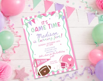 Fußball-Geburtstagseinladung für Mädchen, Rosa Mädchen-Spielparty-Einladung, Digitaler Download