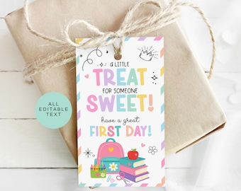 Geschenkanhänger für den ersten Schultag zum Ausdrucken, Geschenkanhänger für den Schulstart, Willkommensgeschenk für die Klasse, Süßes Geschenk für Schüler, Digitaler Download