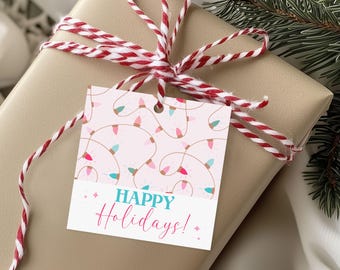 Merry Christmas Gift Tag, Holiday Lights Favor Tag, Printable Christmas Party Gift Tag, Merry Little Gift Tag, Christmas Cookie Bag Tag