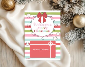 Christmas Gift Card Holder, Printable Holiday Gift Tag, Teacher Staff Employee Kids Gift, Stocking Stuffer, Last Minute Gift, Thank You Gift