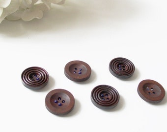 Wood Button Magnets - Extra STRONG Set of 6 Magnets Masculine Mens Brown for Magnetic Bulletin Boards Office Executive Refrigerator Fridge