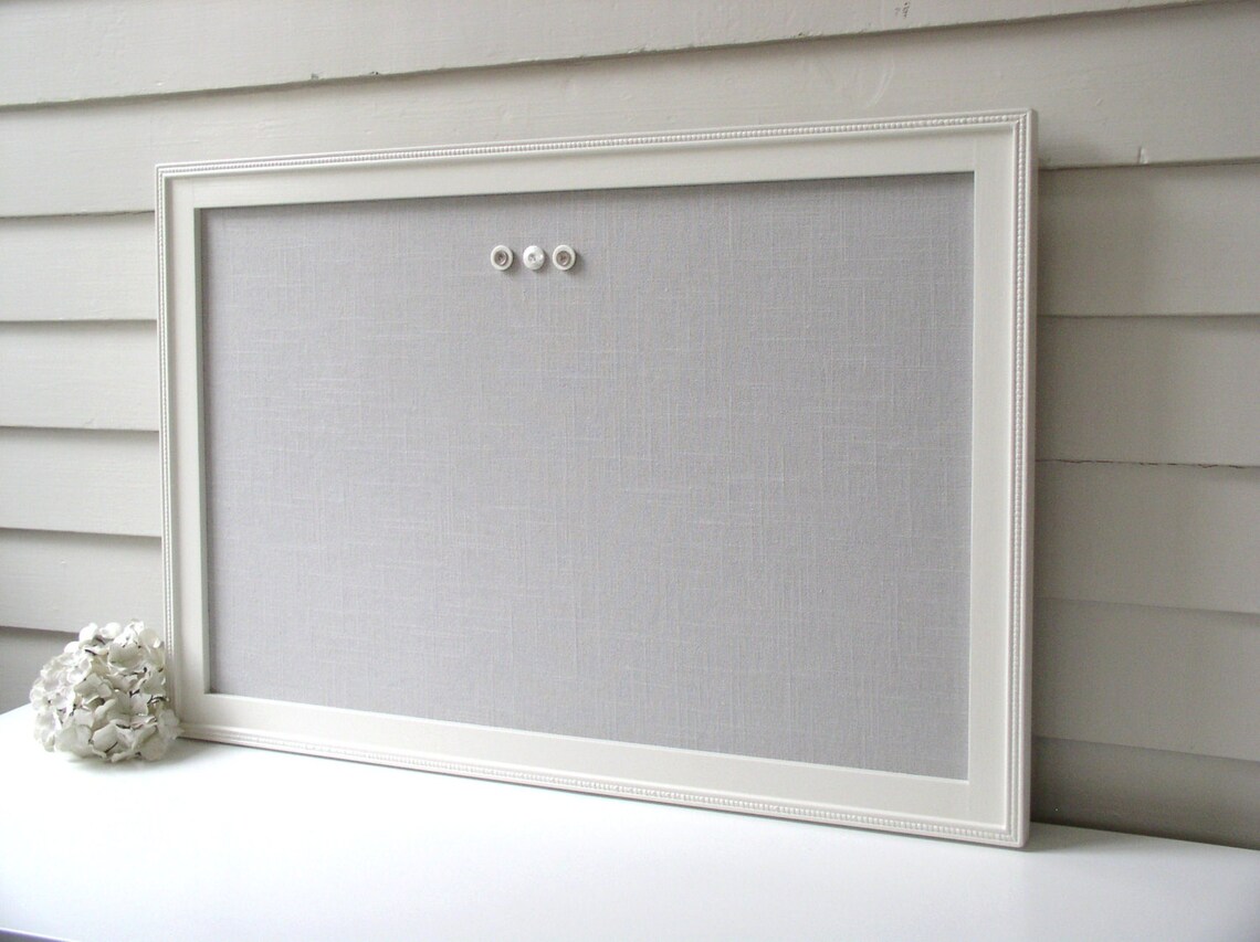Linen BULLETIN BOARD Framed Memo Board in Etsy