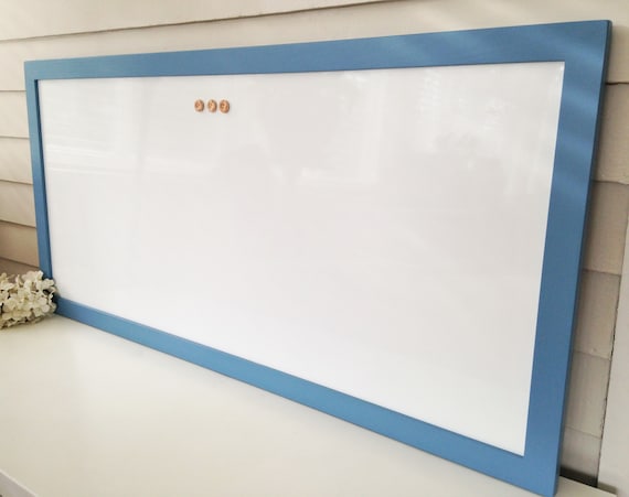 Extra Large MAGNETIC Board Solid Wood Framed Memo Board Deluxe Handmade White Beaded Frame and Button Magnets DRY ERASE Whiteboard