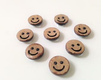 Wood Magnets Emoji Smile Face Smiley Extra STRONG Sets of 8 Refrigerator Magnet Carved Magnetic Boards Teacher Gift Mothers Day Office Gift