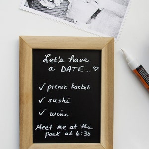 Mini Message Chalkboard for Couples Refrigerator Communication for Love Notes with Handmade Fabric Gift Bag and Chalk Marker image 2
