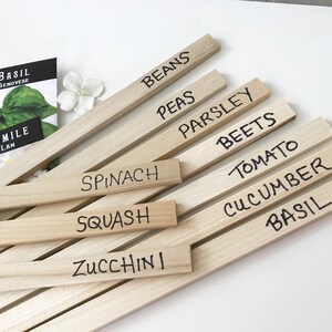 Wooden Garden Stakes, Plant Markers, Bulk Vegetable Flower Row Labels, Set of 12 BLANK Wood Garden Labels, Solid Poplar Hardwood image 3