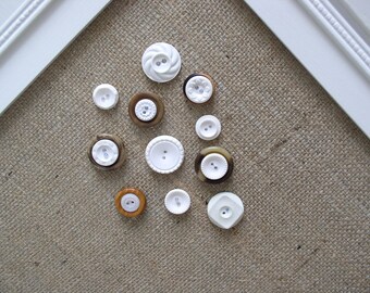 Vintage Style Button Magnets - Neutral and White - Set of 8 in Your Choice of Colors - For Magnetic Memo Bulletin Boards