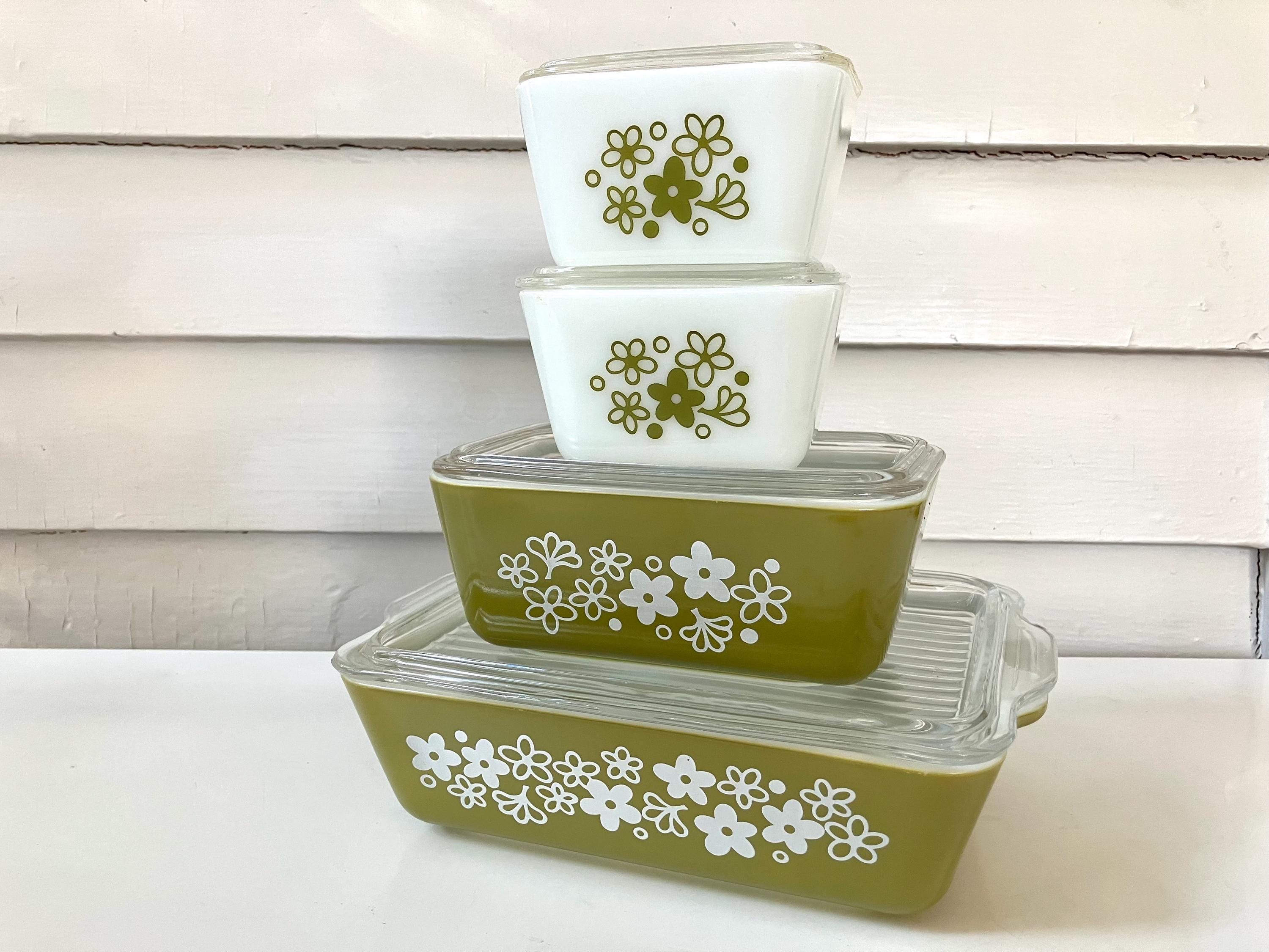 Vintage Pyrex Spring Blossom Oven Refrigerator Set, Baking Dishes