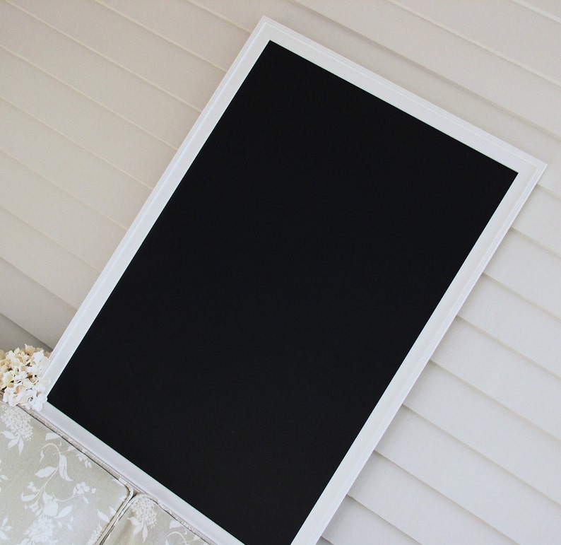 WEDDING CHALKBOARD Extra Large Magnetic Board Framed Blackboard Memo Board Deluxe Size with Handmade Frame and Vintage Button Magnets