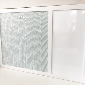 Magnetic Dry Erase Whiteboard Message Center, 26.5 x 38.5 Bulletin Board Handmade Hardwood White Frame YOU CHOOSE COLORS Aqua Blue Fabric