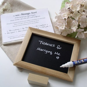 Mini Message Chalkboard for Couples Refrigerator Communication for Love Notes with Handmade Fabric Gift Bag and Chalk Marker image 1