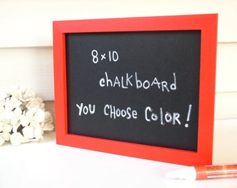 Mini Chalkboard for Refrigerator, Magnetic Red Framed Family Chalkboard, Wood Sign Menu Board, 8 x 10 Eco-Friendly, Desktop, You Pick Color