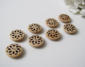 Wood Magnets - Extra STRONG Set of 8 Refrigerator Magnet Carved Button for Magnetic Boards Teacher Gift Hostess Mothers Day Office Gift
