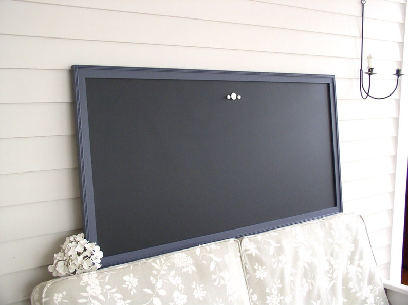 HUGE Magnetic Chalkboard Navy Blue Handmade Fram Restaurant Menu Board 26 x 50 Office Bulletin Board Home Corporate Office Conference Room