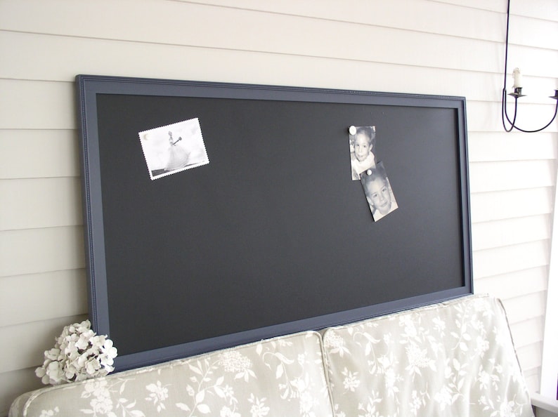 HUGE Magnetic Chalkboard Navy Blue Handmade Fram Restaurant Menu Board 26 x 50 Office Bulletin Board Home Corporate Office Conference Room