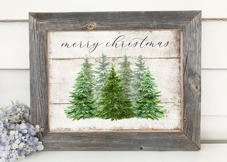 Christmas Framed Art Wood Sign Barnwood Framed Print Merry Etsy