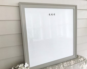 Magnetic WHITEBOARD Dry Erase Bulletin Board, 23 x 23 inch, Solid Hardwood, Handcrafted Gray Frame YOU chose COLOR Office Memo Magnet Board