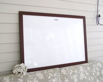 DRY ERASE Whiteboard, Extra Large MAGNETIC Board, Solid Wood Framed Memo Board - Deluxe Modern Handmade Frame and Vintage Button Magnets