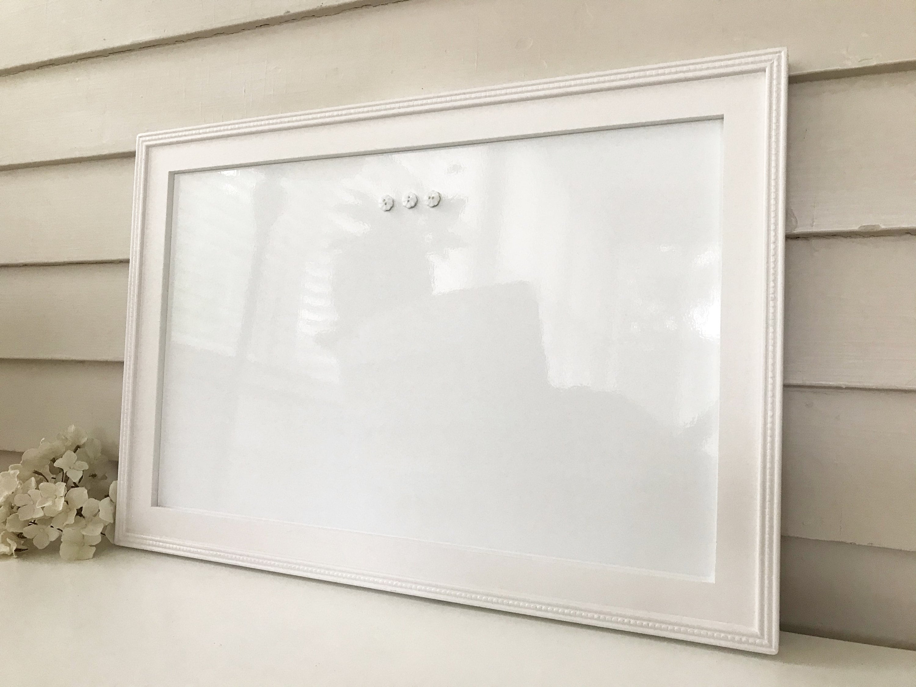 Farmhouse Magnetic Dry Erase Board, Whiteboard Bulletin Board, 15 x 22" Handmade Solid Wood Frame, Pure White Memo Magnet Board CHOOSE COLOR