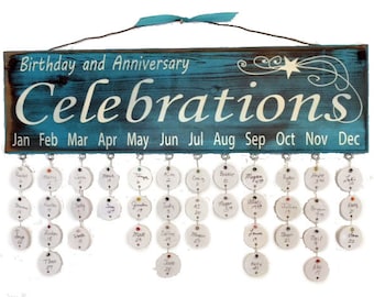 Birthday Calendar with 30 White Circles - Choose Color and Style