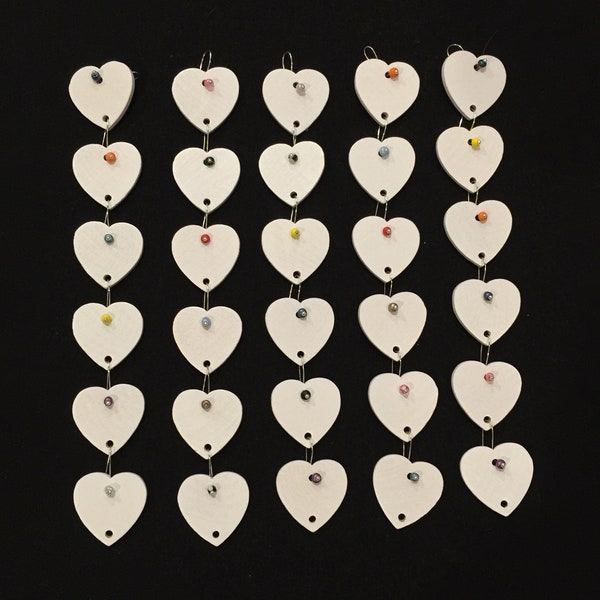 30 - White Painted Wooden Hearts for Birthday Boards - Ready to Use - Unique Hang System - No Tools Required