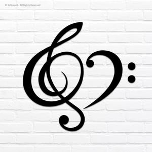 Treble Bass Clef Heart SVG Design: Music Symbol Clipart Cut File (Digital Download)