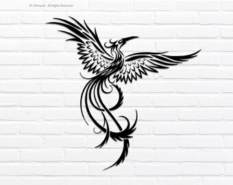 Diseño SVG de Fénix: Archivo de corte de imágenes prediseñadas de aves (descarga digital)