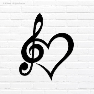 Treble Clef Heart SVG Design: Love Music Clipart Cut File (Digital Download)