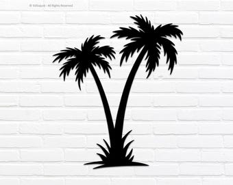 Palm Trees SVG Design: Clipart Silhouette Cut File (Digital Files)