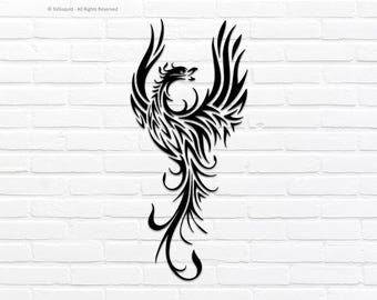 Tribal Phoenix SVG Design: Phoenix Tattoo Clipart Cut File (Digital Download)