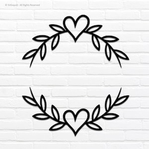 Laurel Wreath Heart SVG Design: Flourish Heart Vine Cut File (digital ...