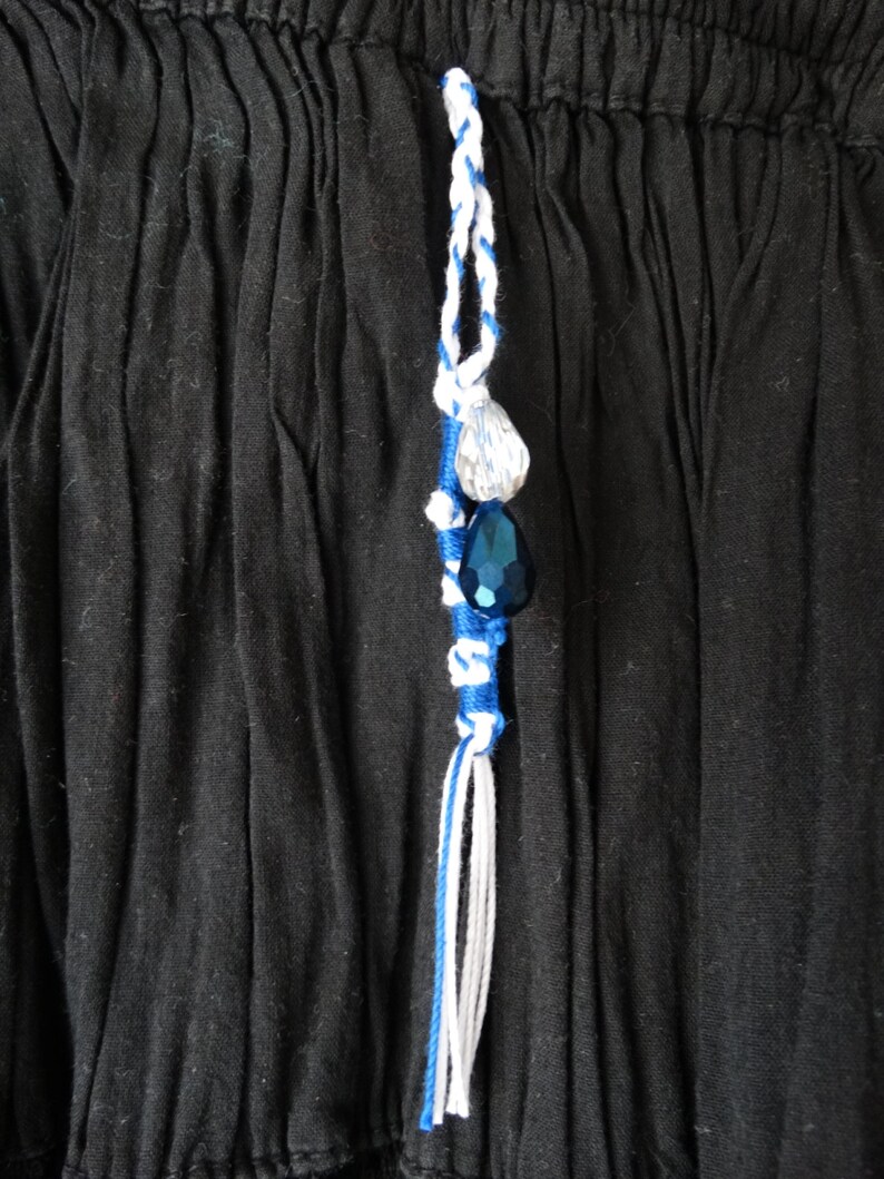 Tzit tzit med pärlor, flätade öglor, feminin stil, blå & vit - TZITZIT TZITZIOT, Utmärkt kvalitet tillverkad i USA. Judisk/messiansk. bild 3