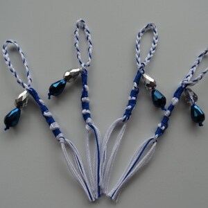 Tzit tzit med pärlor, flätade öglor, feminin stil, blå & vit - TZITZIT TZITZIOT, Utmärkt kvalitet tillverkad i USA. Judisk/messiansk. bild 1