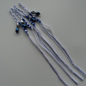 Tzit tzit med pärlor, flätade öglor, feminin stil, blå & vit - TZITZIT TZITZIOT, Utmärkt kvalitet tillverkad i USA. Judisk/messiansk. bild 4