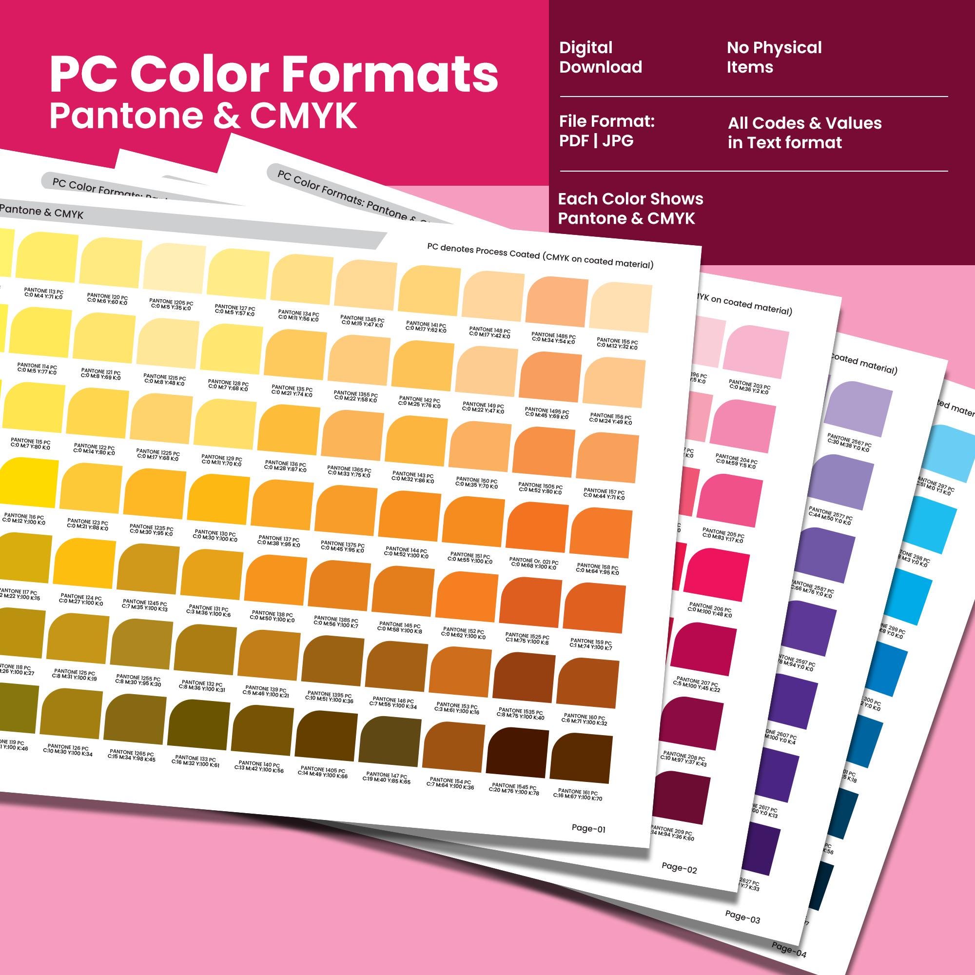 Pantone to CMYK Process Coated Color Guide | PC Color Formats Reference ...