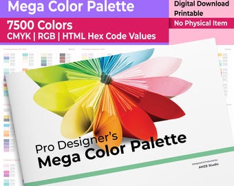 Tavolozza colori professionale per designer 7500 / CMYK RGB HEX / Campione di colore digitale stampabile da scaricare